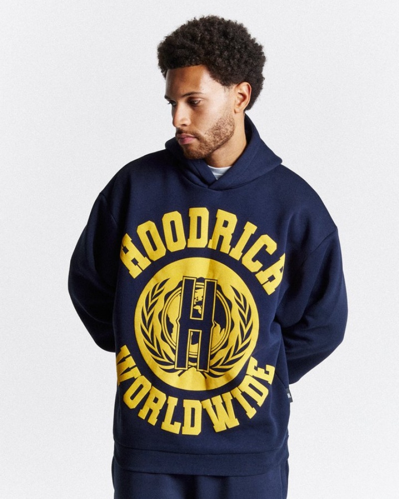 Navy/Yellow/White Hoodrich Frat Oversized Hoodie Hoodies | 9674-XHCPG