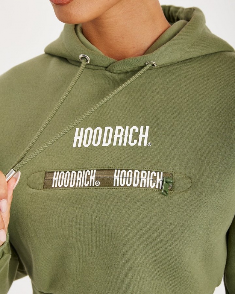 Olive/White Hoodrich Aspect Cropped Hoodie Hoodies | 3256-WUGVP