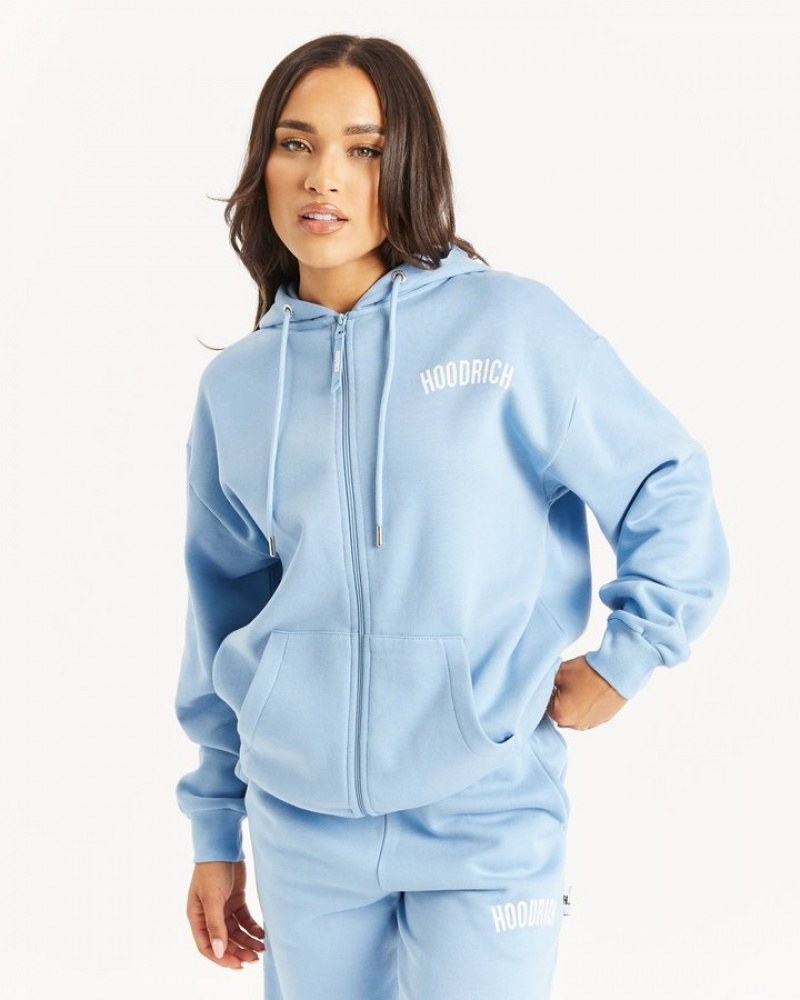 Placid Blue/White Hoodrich OG Staple Full Zip Hoodie Hoodies | 6471-VDSAM