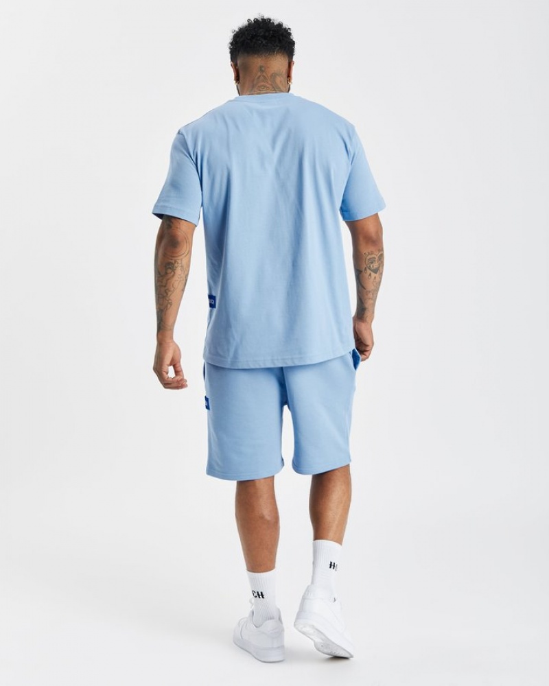 Placid Blue/White/déjà vu Blue Hoodrich OG Pacific V2 Shorts Shorts | 7214-HMRJK