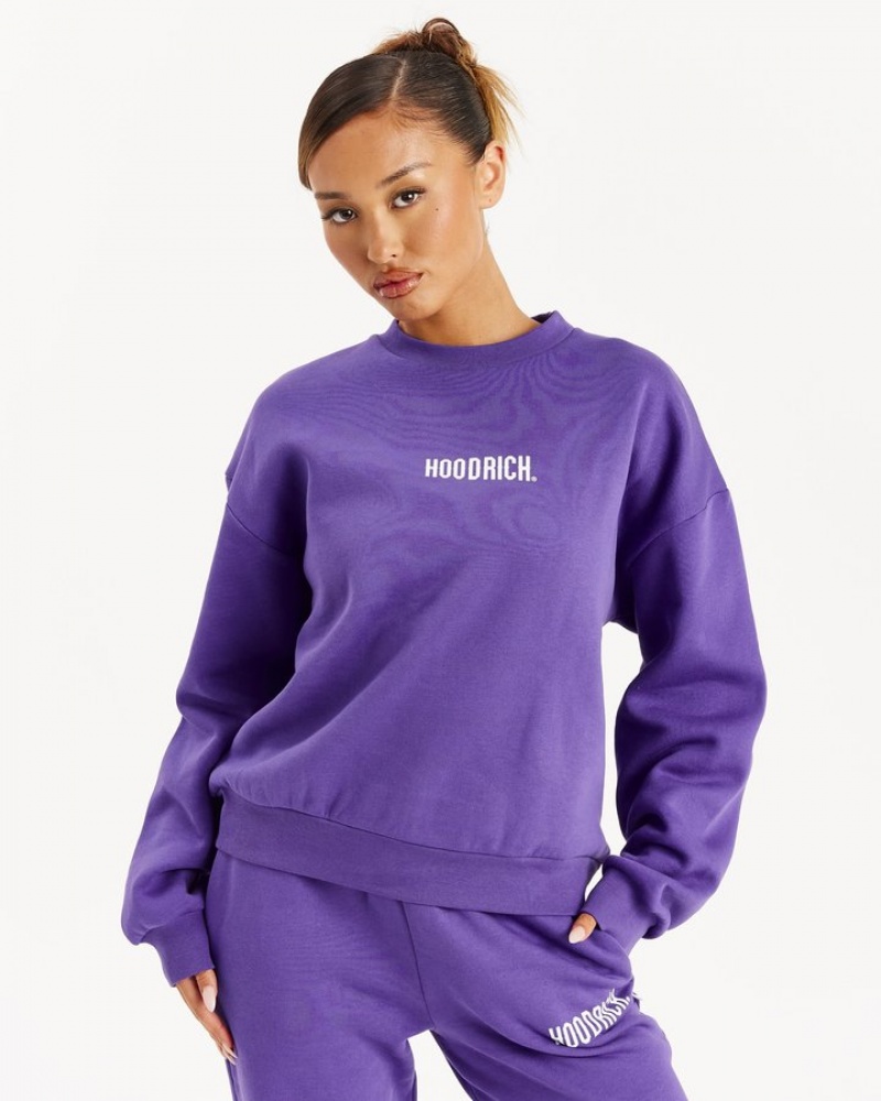 Violet/White Hoodrich OG Storm Logo Sweatshirt Sweatshirts | 5786-HAFXO