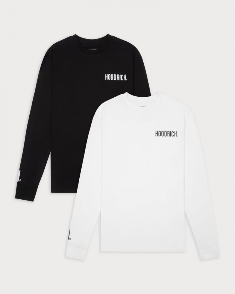 White/Black Hoodrich OG Core Long Sleeve T-Shirt 2 pack Multi Pack Tees | 1986-FWEUV