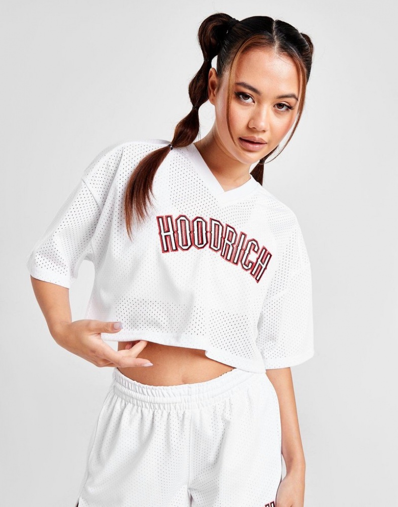 White Hoodrich Court Crop T-Shirt T-shirts | QDRPHE-751