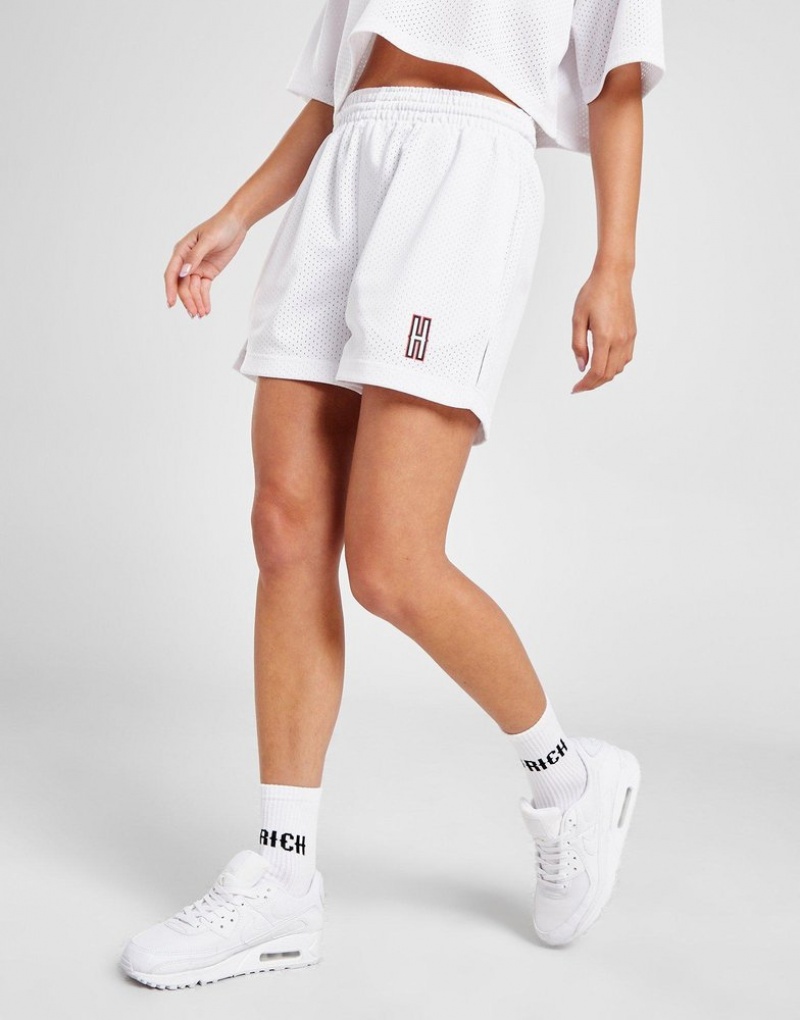 White Hoodrich Court Poly Shorts Shorts | WKMDIO-589