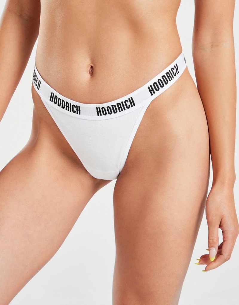 White Hoodrich Logo Thong Underwear | CVPZNY-189