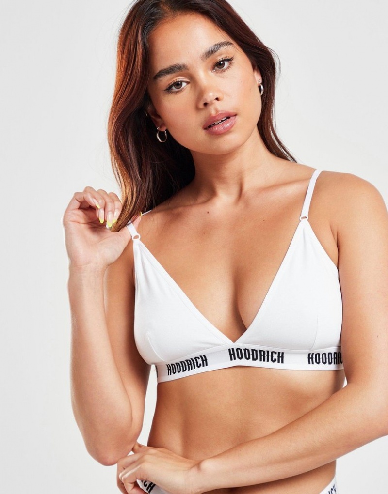 White Hoodrich Logo Triangle Bralette Underwear | LNKMJB-261